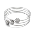 Anillo de acero inoxidable plateado en espiral multicapa con tres cuentas deslizantes - Color Acero (KLJ5738-Z)