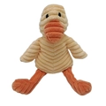 Yellow corduroy plush duck dog squeaky toy with striped texture for dental chewing - Yellow Duck