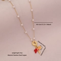Gold ocean necklace with mermaid tail, coral and shell pendants with white pearls - Coral Shell & Fish Tail Style (6#)