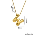 18k gold plated bubble letter W pendant necklace with 45cm adjustable chain and measurements - W Gold
