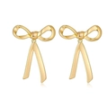 Minimalist gold bow earrings with polished metallic mirror finish for women - Style C Long Bowknot / Gold Long Bowknot