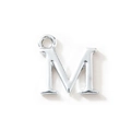 Silver finish metal letter M alphabet pendant charm with polished surface for DIY jewelry - Letter M Silver Plated