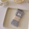 Grey cotton crew socks with ruffle edges and vertical stripes in elegant packaging - Single Pair / Light Gray