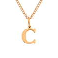 Polished gold initial C pendant necklace with delicate chain for women fashion - Letter C / Rose Gold