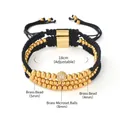 Détail montrant les billes de cuivre 5mm et la boule zircon 8mm sur le bracelet - Or 18K