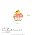 18K gold plated stainless steel cupcake charm with colorful enamel finish for DIY jewelry - Cupcake Pendant - Gold