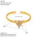 Technical drawing of a 18k gold plated stainless steel ring with zircon butterfly detail - Small Flower Style (SR234G)