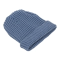 Gorro clásico azul de punto gofrado con dobladillo para calidez invernal y estilo diario - Azul Denim