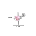 Pendiente de tuerca con corazón de circón rosa en plata con cierre de bola seguro - Estilo Cruz Corazón Rosa (2# Plateado)