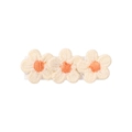 Détail macro de broderie de pâquerettes sur une barrette en ruban blanc pour enfants - Beige / N°1