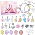 Kids DIY charm bracelet kit with pink castle gift box including beads and pendants - Pink SDT113