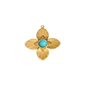 Detailed shot of a gold sun flower pendant with turquoise stone inlay and petal texture - Classic Four-Leaf Clover Inlaid with Turquoise (Style 9)