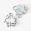 Detailed view of silver star and heart pendants with blue and white enamel for jewelry DIY - Silver Base White