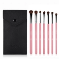Set di 7 pennelli per ombretto rosa in pelo di pony con custodia in ecopelle nera - Rosa Con Custodia