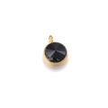 10mm golden stainless steel pendant featuring a faceted black birthstone for DIY jewelry - Black