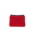 Minimalist red canvas coin purse for women with black zipper and white stitching - China Red