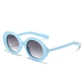 Occhiali da sole ovali retrò blu chiaro con lenti grigie sfumate da donna - Montatura Blu Lenti Grigio Sfumato