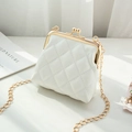 Mini portefeuille matelassé blanc avec fermoir doré et bandoulière chaîne amovible - Style 1 / Blanc