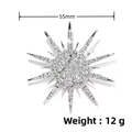 Silver starburst brooch with sparkling rhinestones, size 55mm and weight 12g - Silver Octagram