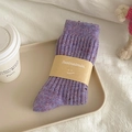 Chaussettes épaisses en laine tricotée violet chiné avec emballage, style décontracté - Taille unique / Pourpre Floral