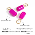 Pink natural stone cylinder pendants with gold stainless steel loops, waterproof jewelry - Three-Piece Set / Rose Quartz (PJ91787L)