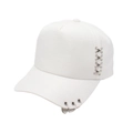 Berretto da baseball bianco con strass, anelli metallici argentati e catene incrociate - Taglia unica / Bianco