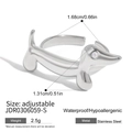 Minimalistische verstelbare teckel ring van gepolijst zilverkleurig roestvrij staal - Teckel Ring (JDR0306059-S) / Zilver