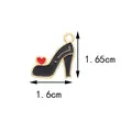 Black enamel high heel charm with red heart detail and gold alloy base for DIY jewelry - Heart High Heel