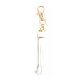 White leather tassel keychain with golden lobster clasp and ring on a white background - With Lobster Clasp / White