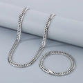 Conjunto de collar y pulsera de cadena de eslabones en acero inoxidable para hombre - Pulsera 7mmx21cm / Color Acero
