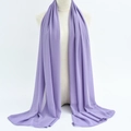Elegant lavender chiffon hijab scarf in lightweight fabric with fine hemmed edges - 57