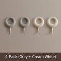 Set of 4 minimalist adhesive wall hooks in grey and cream white matte finish - Set of 4 / Grey + Creamy White