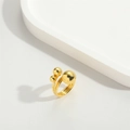 Französischer Retro-Goldring in Mehrschicht-Optik mit verstellbarem Perlen-Design - Kupferperlen-Stil
