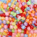 Colorful acrylic number beads for DIY jewelry making and educational crafts set - 4x7mm Transparent Colored Numbers (100pcs)