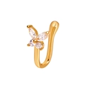 Golden butterfly non-piercing nose clip with sparkling zircons on a white background - Golden (A-1204)