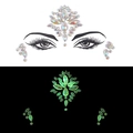 Luminous face jewels with iridescent finish and green glow for parties and music festivals - YG-015
