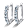Elegant S925 sterling silver hoop earrings set with seven sparkling moissanite stones - 0.36ct Moissanite