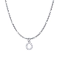 Silver snowflake chain necklace with sparkling zircon pavé Letter O pendant - Letter O / Steel