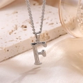 Silver letter F pendant necklace with unique bark texture and fine twisted rope chain - Steel Letter F (Pendant Only)