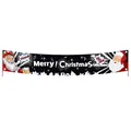 Merry Christmas banner with Santa Claus illustrations in black and red for holiday party - 017 Black Red White Santa Dialog