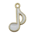 Golden music note pendant with white enamel finish for DIY jewelry necklaces - White Musical Notes