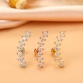 Macro shot of micro-paved zircon curved ear studs in silver, rose gold, and gold finishes - Curved Rhinestone (10#)