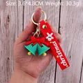Christmas keychain with green bells, red silicone strap, and star pattern, 3.6x4.8cm size - Christmas Bell-3