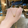 Lussuosa collana in titanio dorato con un pendente a cilindro tempestato di diamanti - Stile cilindro con zirconia completa - Piccolo (X010 Piccolo) / Oro