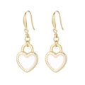 Golden earrings set with white heart pendants and sparkling small diamonds details - Gold White Heart Stud Earrings (KE105823-Z)
