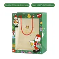 Large green Christmas gift bag with clear window, cartoon patterns and red handles - Large / Green