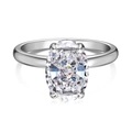 S925 sterling silver ring featuring oval ice cut stone with classic four-prong setting - Silver/White Zirconia (Oval Ice Cut)
