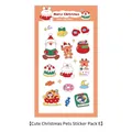 Cartoon Christmas PET stickers set featuring Santa, reindeer and snowman for DIY decor - Christmas Pets Stickers E