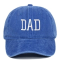 Navy blue washed cotton DAD baseball cap with white vintage embroidery - Adjustable / Royal Blue DAD