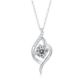 Classic 925 sterling silver necklace with a brilliant round moissanite pendant - (s925 Silver + Moissanite P10472-6.5mm 1 Carat) / Chain Length 40cm + 5cm (extension Chain)